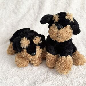 Old Navy Black Brown Dog Puppy 8” Plush Lot Of 2 Stuffed Animal Toy